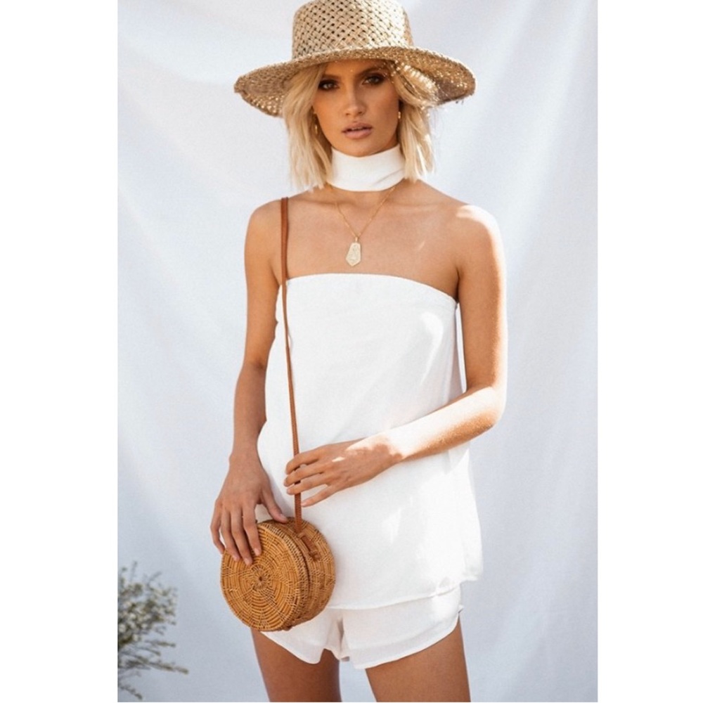 Sabo Skirt White Strapless Dalian Playsuit